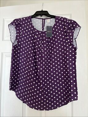 Milania Purple Polka Dot Cap Sleeve Blouse